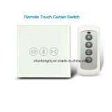 EU Standard Wireless Curtain Switches 1000W, Black Crystal Tempered Touch Glass Panel, RF433MHz, AC110-240V LED Indicator