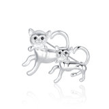 Double Cats White Gold Plated Fashion Jewelry Clothing Accessory Pin Brooch