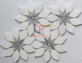 Grey and White Marble Flower Mosaic for Interior Wall Decoration (CFS1180)