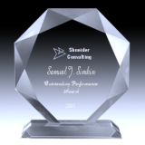 Personalized Engraved Octagon Shape Crystal Trophy for Company Sales Awards