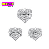 Custom Metal Rhinestone Crystal Engraved Name Heart Charm