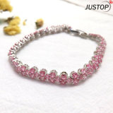 New Arrival Popular Pink Diamond Crystal White Gold Color Bracelet