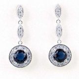 Fashion Silver Zircon Inlaid Rhodium Tassel Earrings Jewelry