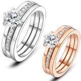 Imitation Jewelry Double Design CZ White Gold Wedding Ring