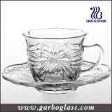 High Glass Tea Cup & Saucer Set with Embossed Design (TZ-GB09D2706HDY)