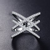 Zirconia Micro Paved Double Letter X Shape Rings for Women