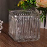 Square Patterned Glass Candle Container