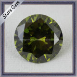 Round Shape Olive Color Synthetic Diamond Cubic Zirconia Stone