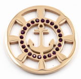 Rose Gold Boat Anchor Coin Plate with Black Crystal