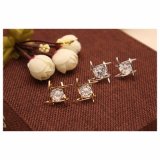 Elegant and Charming Black Rhinestone Crystals Square Stud Earrings