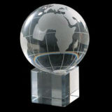 High Quality Engraved Crystal Ball with World Map for Desktop Centerpieces