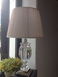 Phine 90205 Clear Crystal Table Lamp with Fabric Shade