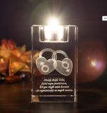 Crystal Glass Cube Candleholder for Wedding Events with Laser Engraving