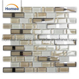 Wall Decoration Strip Shape Foshan Solid Color Light Brown Crystal Glass Mosaic