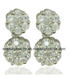 925 Fashion Sterling Silver Zircon Flower Shape Dangle Earrings