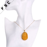 Fashion Raw Crystal Large Pendant Natural Gemstone Gold Plated Necklace