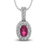 Ruby Crystal 925 Silver CZ Pendants Necklace Jewelry Wholesales