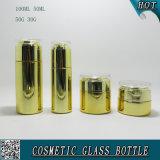 Gold Color Electroplate Cosmetic Glass Bottles and Cosmetic Glass Jars