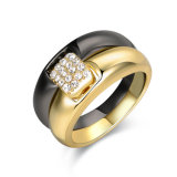 Black and Gold Plating Fashion Accessories Double Band Ring