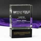 Crystal Glass Trophy Award with Sandblasting and Colored