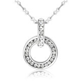 New Design Ladies Rhodium Plated Crystal Round Pendant Jewelry Neckace