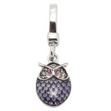 Enamel Purple Crystal Owl Charm Pendant for DIY Necklace Bracelet
