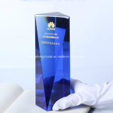 Blue Crystal Galss Trophy with Certified