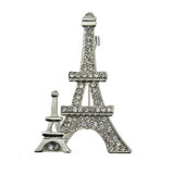 Fashion Rhinestone Gold Plated Zinc Alloy Eiffel Tower Brooch
