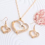 Romantic Heart Pattern Crystal Silver Color Chain Jewelry Sets