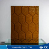 3-6mm Amber Bee Patterned Glass with CE&ISO9001