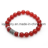 Stylish Jewelry Stainless Steel Skull Bead Bracelet with Agate
