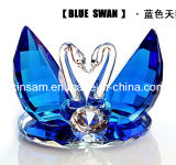 Blue Double Crystal Glass Swans Craft for Wedding Gifts