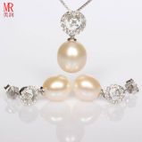 Latest Pearl Necklace, Earrings Set Design with Silver, Zircon