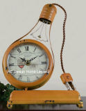 Vintage Decorative Antique Orange Light Bulb Shape Metal Table Top Clock