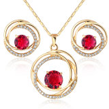New Arrival Red Zircon Copper Brass Crystal Fashion Jewelry Set