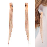 European and American Fashion Long Drop Gold Tassel Earrings