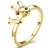Fashion Gold Plated Fish Rabbit Crystal Ring for Girl