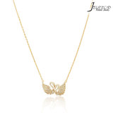 Couple Swan Diamond Pendant Necklace with 18K 24K Gold Plated