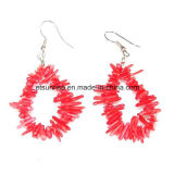 Semi Precious Stone Natural Crystal Red Pink Coral Charming Earring