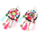 Women's Beaded Tassel Earrings Long Fringe Drop Earrings Dangle Multicolors