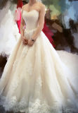 Sweetheart Champagne Bridal Wedding Ball Gown with Crystal Stones (W709)