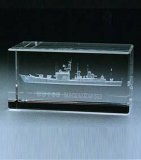 Crystal Blank Block with 3D Boat Engraving (ND-009)