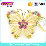 Custom Gold Metal Crystal Butterfly Pin Brooch for Woman