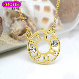 Alloy Crystal Wholesale Jewelry Gold Pendant Choker Necklace for Mom'day