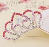 Little Princess Pink Blue Colorful Crystal Girls Hair Tiara Crown Hair Combs Hair Jewelry