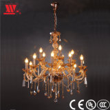 Traditional Crystal Chandelier with Amber Glass Arms