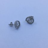 Sterling Silver Whirlpools Stud Earring with CZ