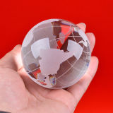 Crystal Glass Globe Ball with Map Sandblasting