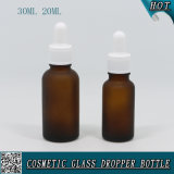 2/3 Oz 1oz Frosted Amber Glass E Liquid Bottle with White Plastic Dropper Cap