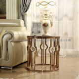 Popular Crystal Marble Top Round Side Table for Living Room